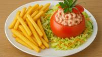 Frietjes met tomaat garnaal